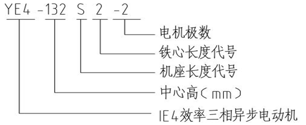 YE4系列超超高效節(jié)能三相異步電動機型號說明